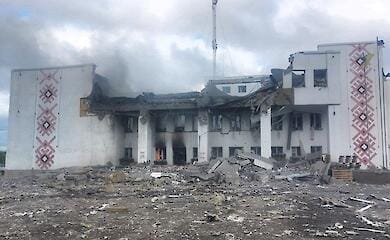 Humanitarian headquarters destroyed by rocket attack in Kharkiv region