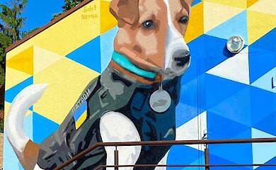 Patron's image painted in Kyiv