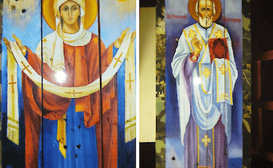 Icons on boards from ammunition boxes