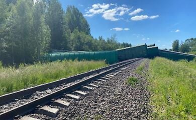 Cars of a freight train derailed in the Pskov region