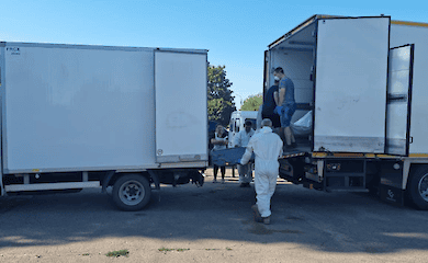 The process of returning the bodies of the fallen defenders