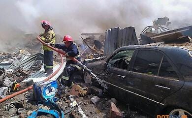 Warehouse of materials for fireworks exploded at Surmalu market