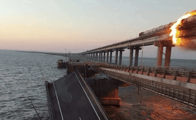 Video emerged of Putin driving the allegedly repaired Crimean bridge