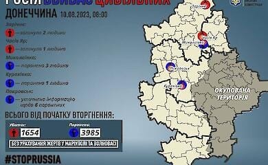 During 9 August, Russian occupation troops killed 3 civilians in Donetsk region: 2 in Zarechnoye and 1 in Chasoviy Yar