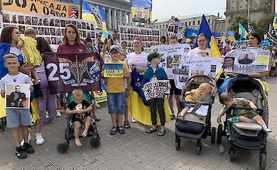 In the capital, relatives of missing and captured military personnel gathered for a peaceful rally