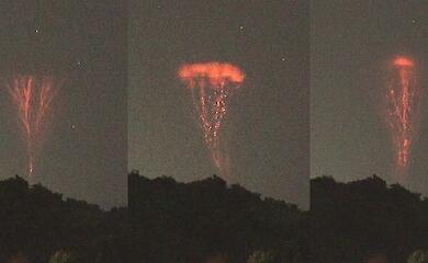 Photos of the rare natural phenomenon of inverted lightning have been published
