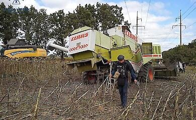 A combine harvester exploded on an enemy mine in Kharkiv region