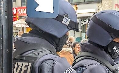 In Austria, police explained the letter "Z" on a patrolman's helmet