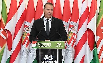 Leader of the Hungarian far-right party Mi Hazank Mozgalom (Our Homeland) L&aacute;szl&oacute; Torotzkai