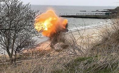 In Odessa, a mine was destroyed on the beach