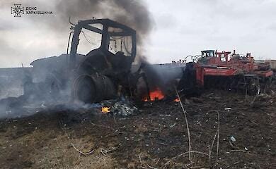 Tractor blown up by explosive object in Kharkiv region