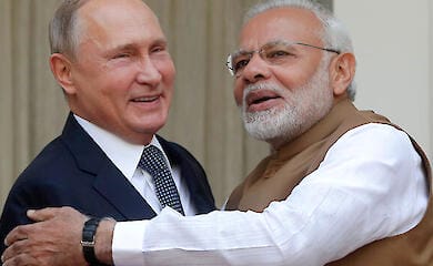 Vladimir Putin and Indian Prime Minister Narendra Modi