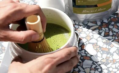 A cup of matcha green tea, which scientists are studying as a possible remedy for allergy symptoms