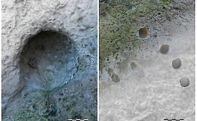 holes in the walls of Pompeii from shelling