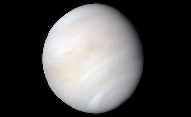 Venus with its dense layer of pale clouds, imaged by the Mariner 10 spacecraft