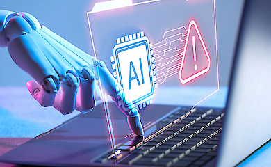 Abstract illustration on the theme of cybersecurity and artificial intelligence