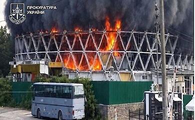 The Shayba Market in Kyiv is ablaze following an attack by a Russian drone. 23 September 2026