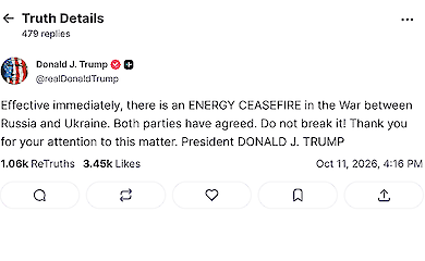 &lsquo;Don&rsquo;t interfere!&rsquo; &mdash; Trump has declared an energy truce between Ukraine and Russia